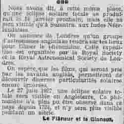 v La Presse 1925 12 13 02 éclipse totale le 14 janvier