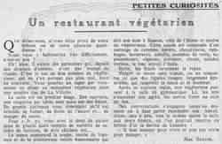 v Le Petit journal illustré 1925 12 13 restaurant végétarien rue de la Villette