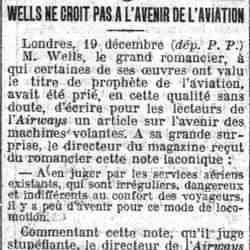 Le Petit Parisien 1925 12 20  HG Wells et l'aviation