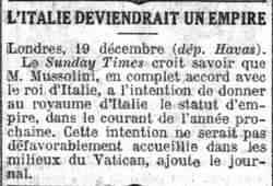 Le Petit Parisien 1925 12 20  Italie deviendrait un empire