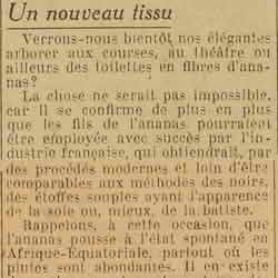 Excelsior 1925 12 27 02 tissu  Des toilettes en fibres d'ananas