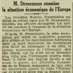 L'Oeuvre 1925 12 27 M. Stresemann examine la situation économique de l'Europe