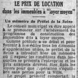 Le Petit Parisien 1925 12 27 Le programme de construction d'immeubles dits à loyer moyen