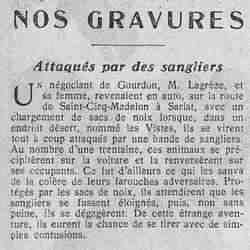 v Le Petit journal illustré 1925 12 27 attaqués par des sangliers