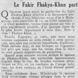 Le Petit journal illustré 1925 12 27 le fakir Fakhya Khan part en Inde