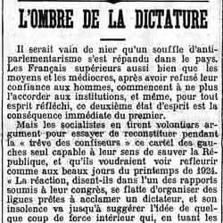 Le Temps 1925 12 27  l'ombre de la dictature