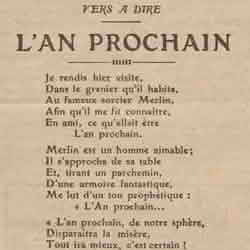 v Le Petit écho de la mode 1926 01 03 Les "vers à dire" de Georges Gillet. L’an prochain, selon le fameux sorcier Merlin