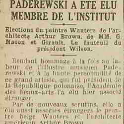 v Excelsior 1926 01 17 Paderewski a éte elu membre de l'Institut