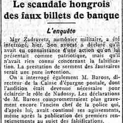 v Journal des débats 1926 01 Le scandale hongrois des faux billets de banque