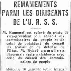 v Le Petit Parisien 1926 01 17 Remaniements parmi les dirigeants de l'U. R. S. S