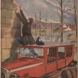 v Le Petit journal illustré 1926 01 17 une auto emportée par le courant