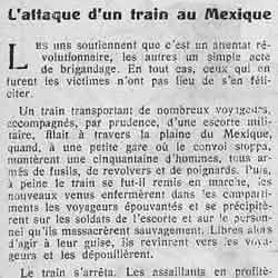 Le Petit journal illustré 1926 01 24 L'attaque d'un train au Mexique