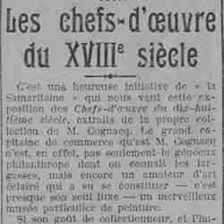 Paris soir 1926 01 24 Les chefs-d'œuvre du XVIIIe siècle à la Samaritaine