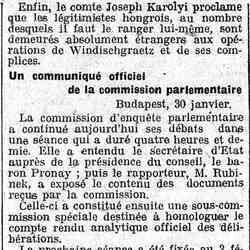 Le Gaulois 196 01 31 03 Déclarations du comte Joseph Karolyi La réponse d'Aristide Briand