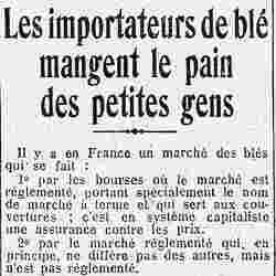 L'Humanité 1926 02 07 Les importateurs de blé mangent le pain des petites gens