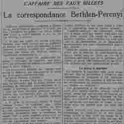 La Lanterne 1926 02 07 Les déclarations du baron Perenyi dans l'affaire des faux billets