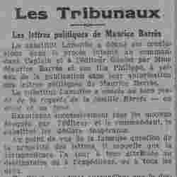 La Lanterne 1926 02 07 Les lettres politiques de Maurice Barrès