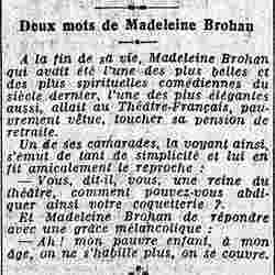 Le Matin 1926 02 07 Bons mots de Madeleine Brohant