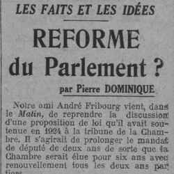 v La Lanterne 1926 02 14  Les faits et les idées, reforme du Parlement
