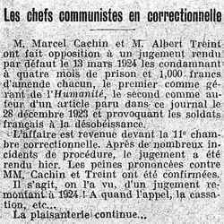 Le Gaulois 1926 02 14 01 chefs communistes en correctionnelle