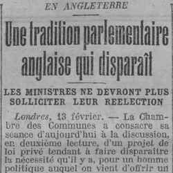 Paris soir 1926 02 14 03 Une tradition parlementaire anglaise qui disparaît