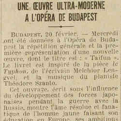 Excelsior 1926 02 21 Une œuvre ultra-moderne de Theodore Szanto à l'Opera de Budapest