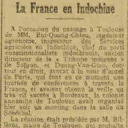 La Dépêche 1926 02 21 MM. Bui-Quang-Chieu, et Duong Van-Giáo font une tournée de conférences à travers la France
