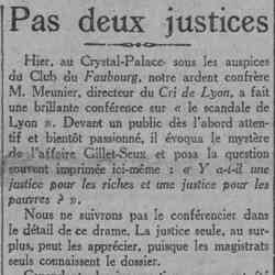 La Lanterne 1926 02 21 Y a-t-il une justice pour les riches et une justice pour les pauvres ?