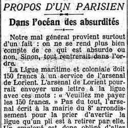 Le Matin 1926 02 21 Dans l'océan des absurdités