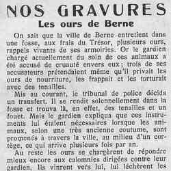Le Petit journal illustré 1926 02 21 Nos gravures Ours de Berne