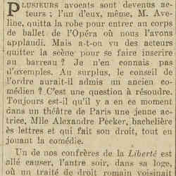 Excelsior 1926 02 28 02 Mlle Alexandre Pecker fait son droit, tout en jouant la comédie