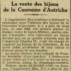 L'Oeuvre 1926 02 28 01 Vente des bijoux de la couronne dAutriche
