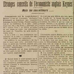 La Charente 1926 02 28 Etranges conseils de l'économiste anglais Keynes