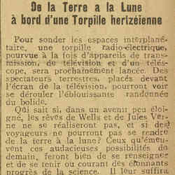 La Dépêche 1926 02 28 De la Terre a la Lune une Torpille hertzéienne sera prochainement lancée