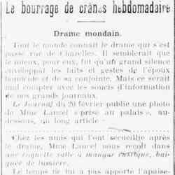 Le Funi 1926 02 28 Le bourrage de crânes hebdomadaire : le drame qui s'est passé rue de Chazelles