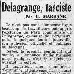 L'Humanité 1926 03 07 Delagrange fasciste