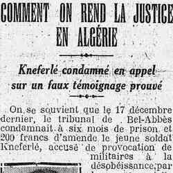 L'Humanité 1926 03 07 Kneferlé condamné en appel sur un faux témoignage prouvé
