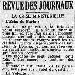 Le Matin 1926 03 07 Revue des journaux : la crise ministérielle
