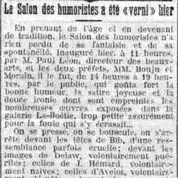 Le Petit Parisien 1926 03 07 Le Salon des humoristes a été «verni» hier