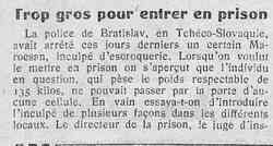 Le Petit journal illustré 1926 03 07 trop gros pour entrer en prison