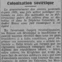 L'Homme libre 1926 03 14 Colonisation soviétique