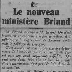 La Lanterne 1926 03 11 M. Briand succède à M. Briand