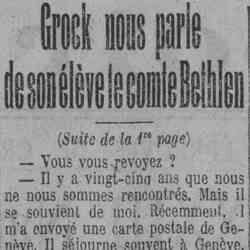 Paris soir 1926 03 14 Grock nous parle de son élève le comte Bethlen
