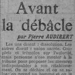 Paris soir 1926 03 21 Le grand souffle des tribuns morts ne passe plus sur les fronts