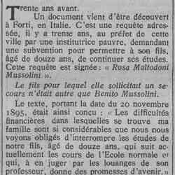 v Comoedia 1926 03 28 Une requête adressée au préfet par une institutrice pauvre
