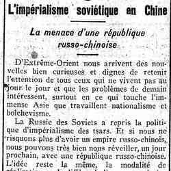 Journal des débats 1926 03 28 L'impérialisme soviétique en Chine