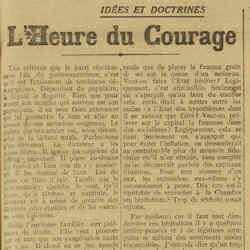 La Dépêche 1926 03 28 Idées et doctrines : L'Heure du Courage