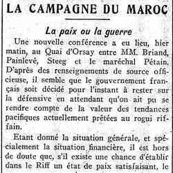 Journal des débats 1926 04 04 La campagne du Maroc. La paix ou la guerre