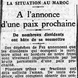 Le Matin 1926 04 04 La situation au Maroc : Plusieurs tribus ou fractions ont déjà sollicité l'aman