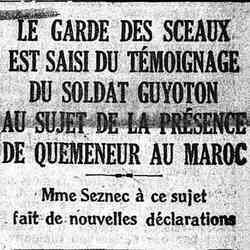 Le Matin 1926 04 04 Le témoignage du soldat Guyoton sur la présence de Quemeneur au Maroc